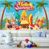 2D Summer Beach Backdrop, Hello Summer Surfboard Palm Tree Photo Booth Banner