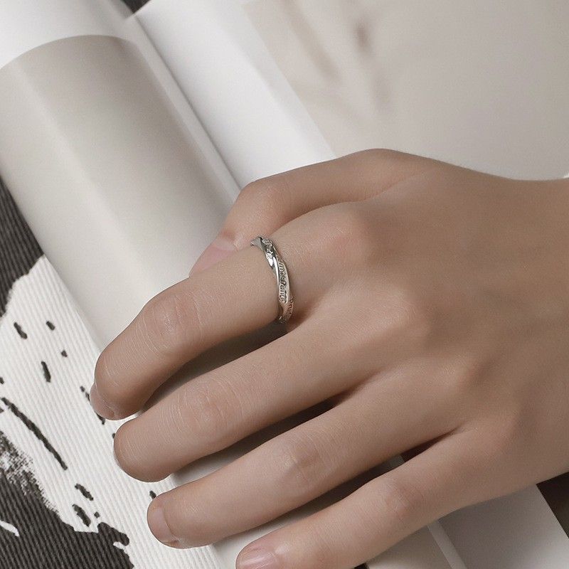 Silver Color Minimalist Punk Hip Hop Rings Seven Virtues Ring for Men Faith Hope Charity Justice Fortitude Prudence Temperance