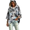 Women's Casual Camouflage Print Hooded Pullover Top with Three-Quarter Sleeves