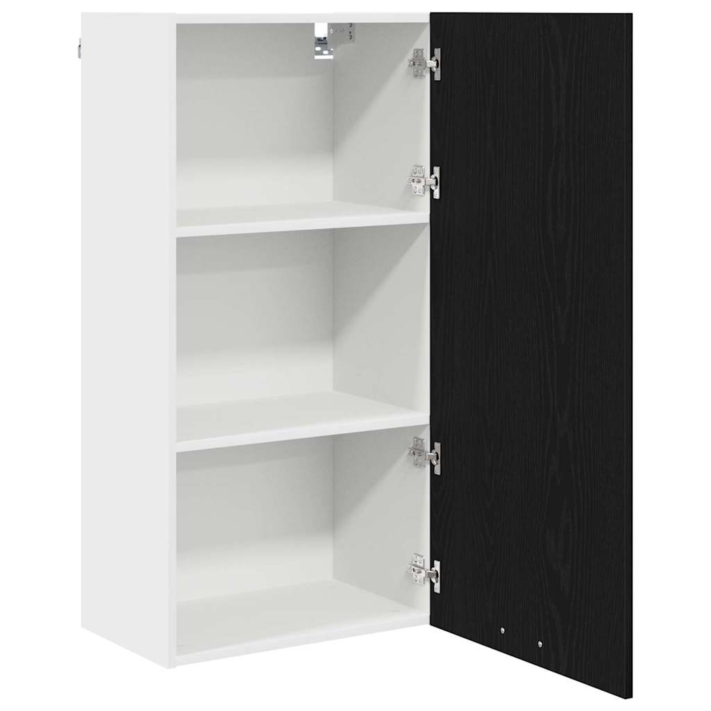 Wall Mounted Cabinet with Door Black Oak and White 50 X 31 X 100 Cm