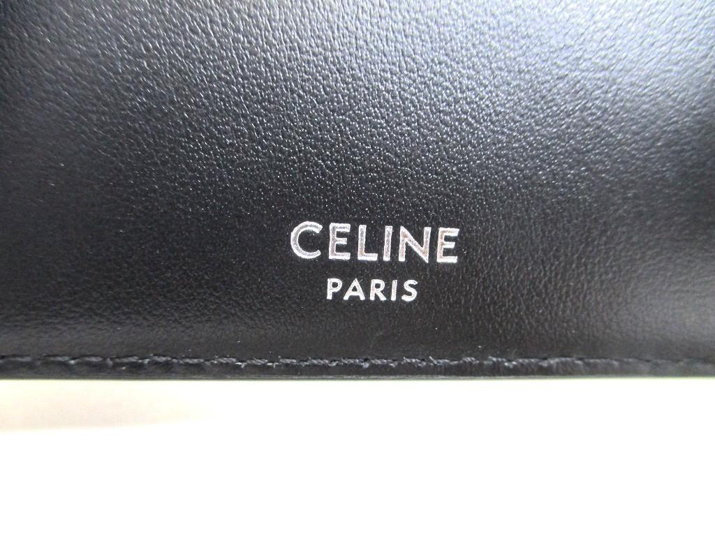 Authentic CELINE Trionf Canvas Black Leather Bifold Wallet Compact Wallet #b123  Seller refurbished