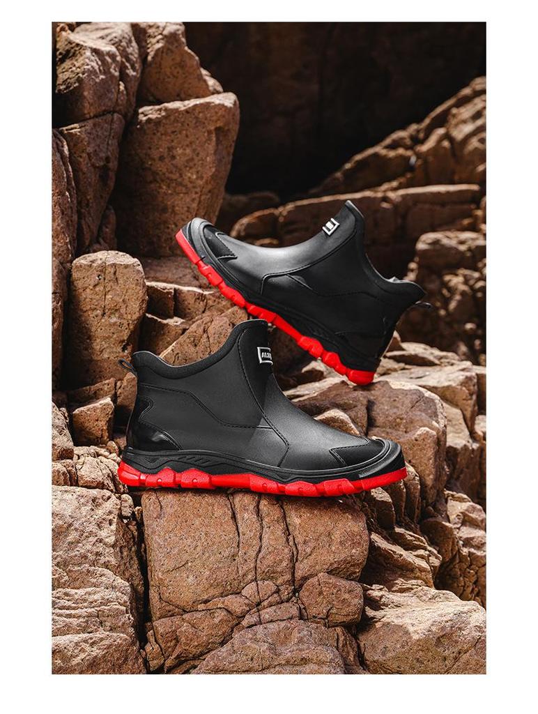 Men's Waterproof Non-Slip Rubber Rain Boots - Short, Wear-Resistant for Outdoor and Casual Use
