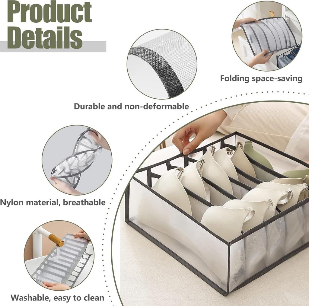 Underwear Sock Organizer Box Multi-functional Foldable Closet Organizers Drawer Divider Storage Boxes For Underpants Socks Bra