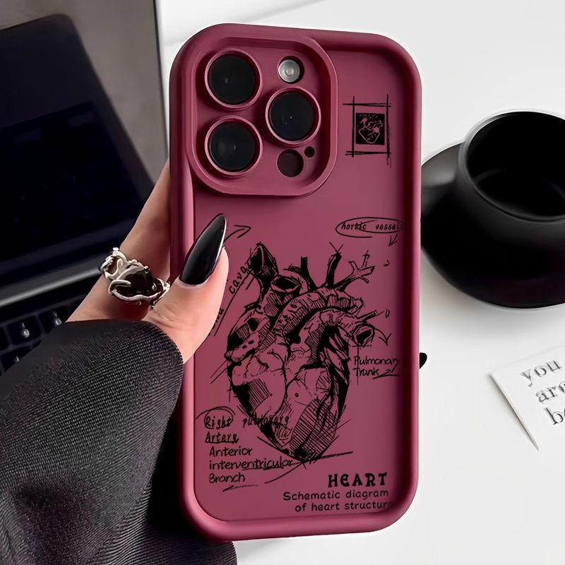 Heart Pattern Matte TPU Case Shell For iPhone 16 Pro Max 15 Pro 14 13 12 11 XS XR 8 7 Lens Protection Shockproof Soft Silicone Phone Cover