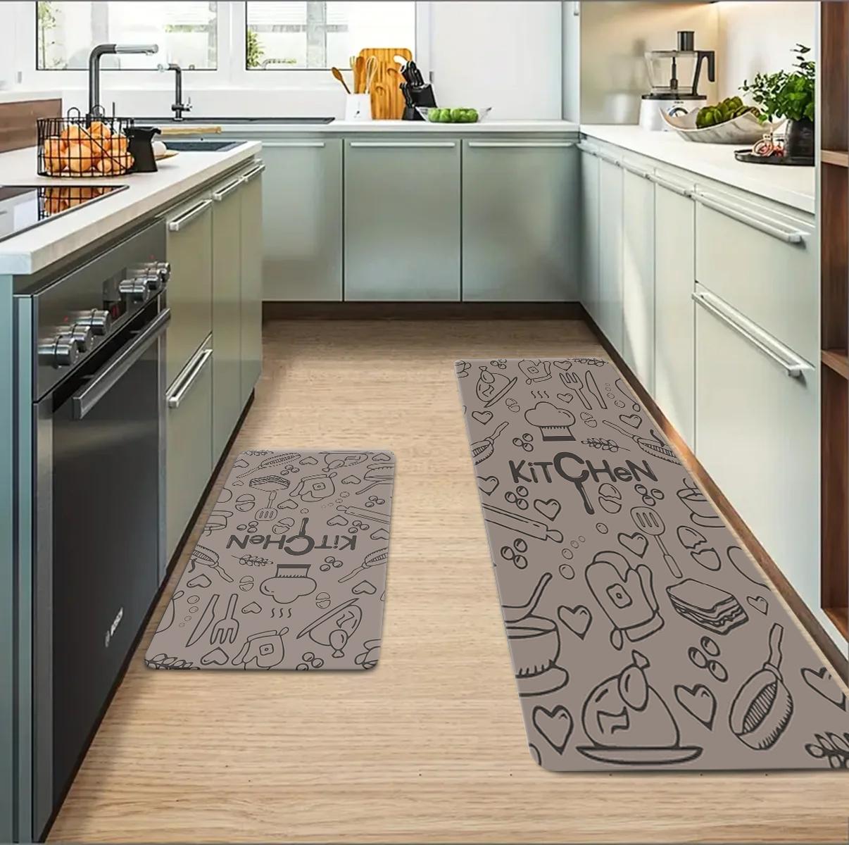 

Cartoon graffiti knife and fork soft kitchen non-slip floor mat, kitchen carpet mat, washable home decoration carpet mat 40cmx60cm