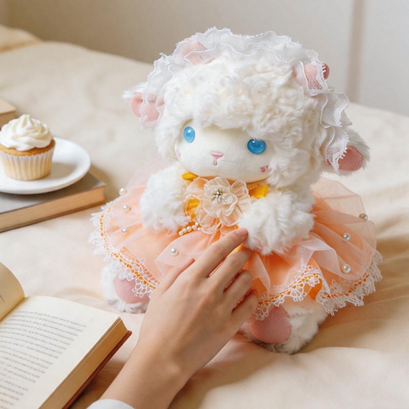 Sheep Plush Toy With Flower Pattern For Kids Gift Soft Cotton Stuffed Animal For Children