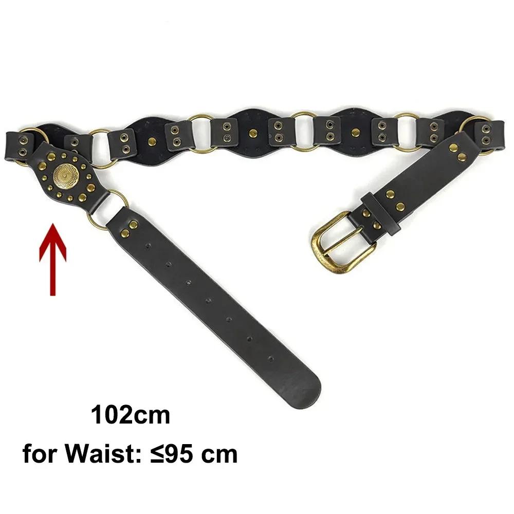 Grommet PU Leather Waist Belt Vintage Rivet Gothic Steampunk Waist Cinch Belt Wide y2k Waistband Female Jeans