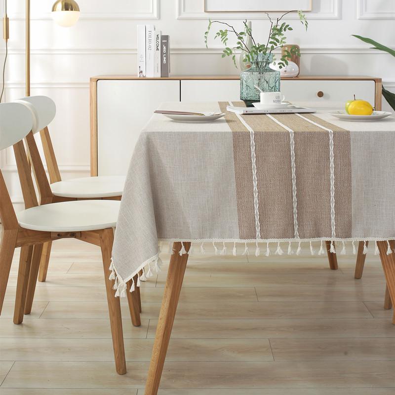 Jacquard Embroidery Imitation Cotton And Linen Fringed Tablecloth, Rectangular Coffee Table Dining Table Cloth, Cover Towel Lace