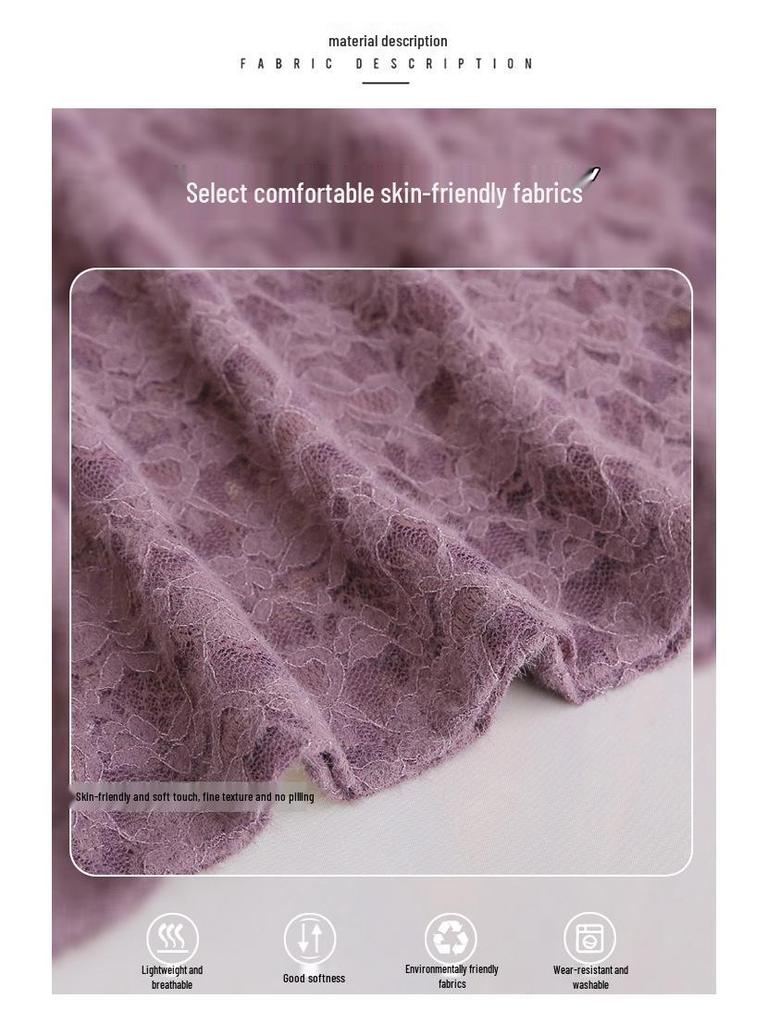 2023 Spring Women's Slimming Long Sleeve Lace Cutout Semi-High Neck Shirt