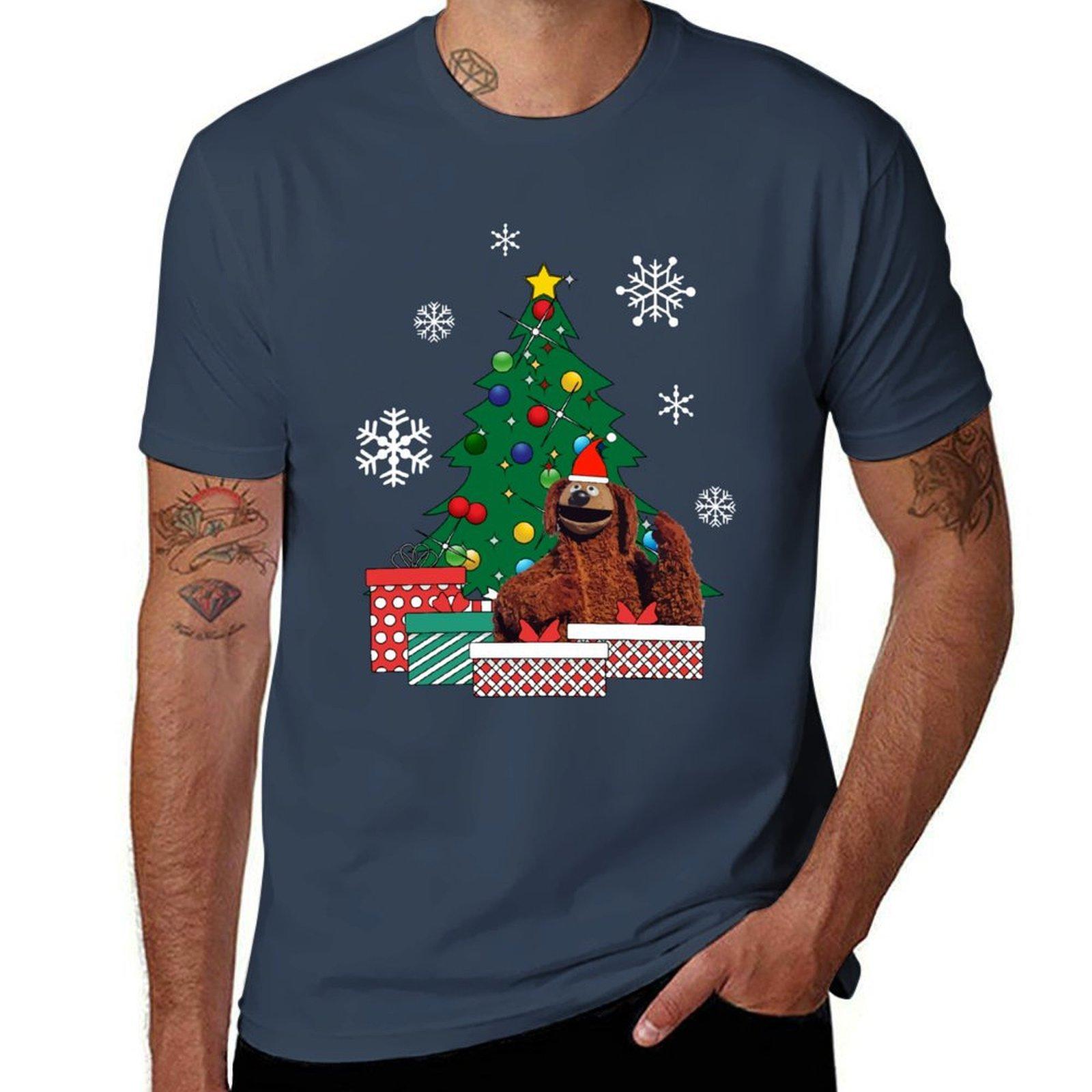 Rowlf The Dog Around The Christmas Tree Muppets TShirt Festival Party Tee Top S