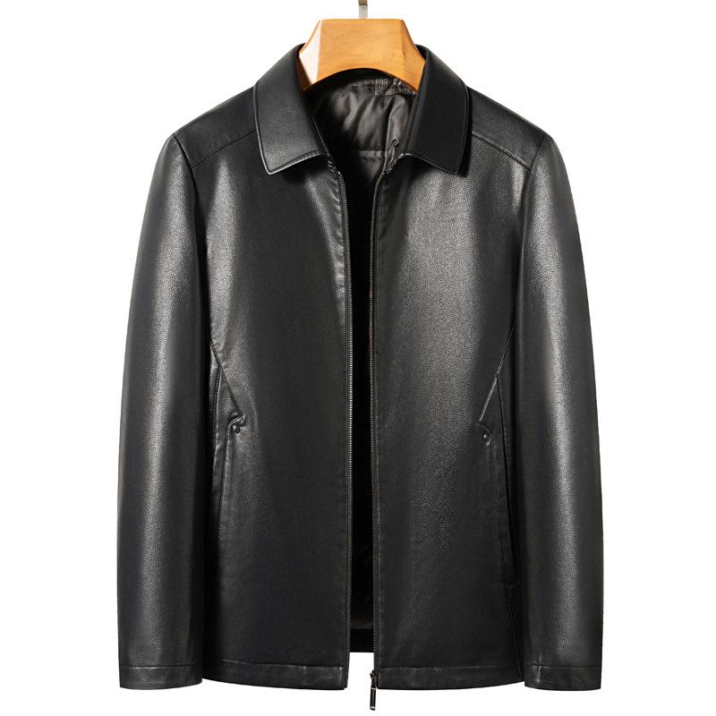 Кожаная куртка с лацканами мужская из натуральной кожи овчины зимняя новая для мужчин — фото 6