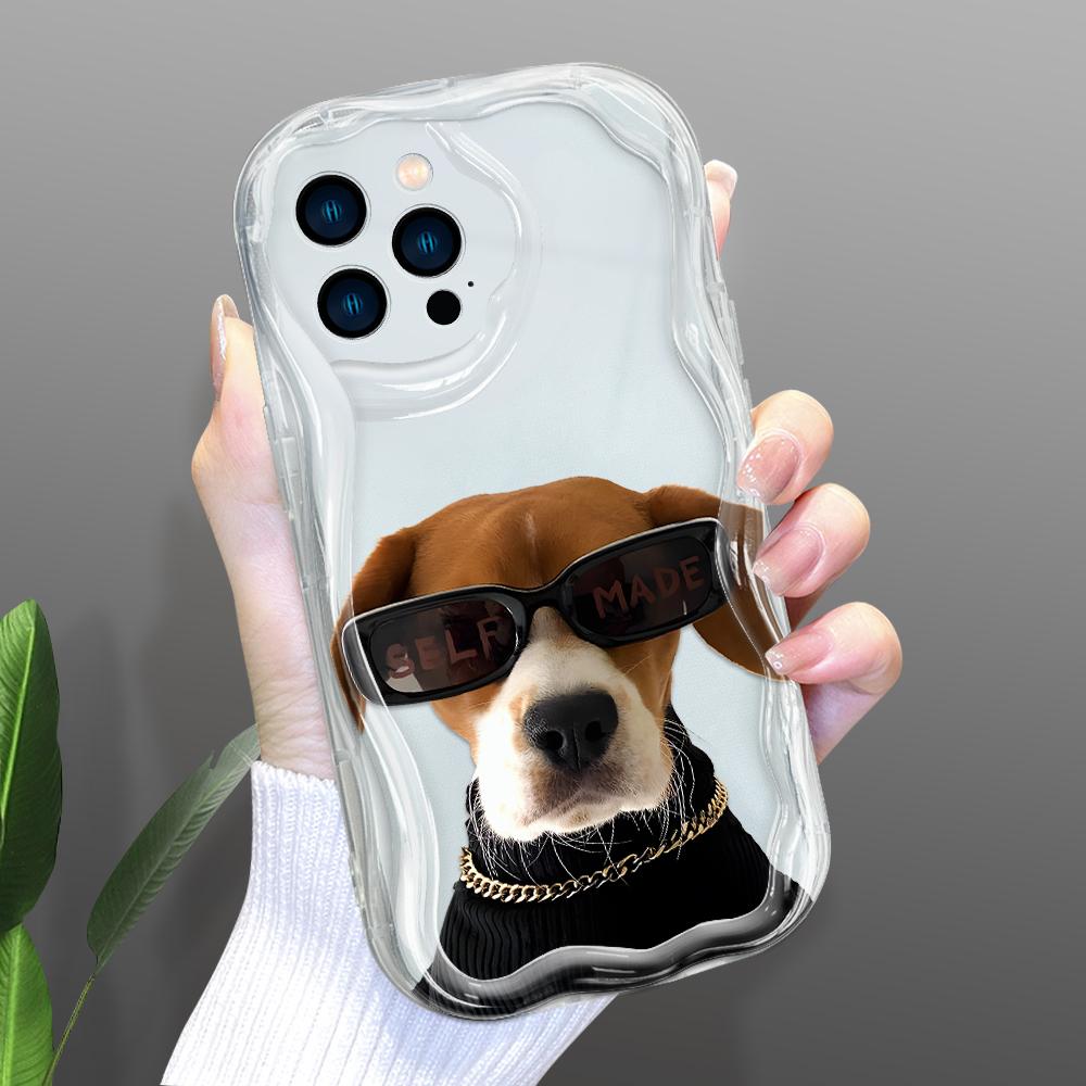 Cartoon Pattern Cream Texture Casing Wavy Edge Soft Silicone Cover Phone Case for IPhone Samsung Huawei Honor Xiaomi Redmi OPPO Realme Vivo Infinix