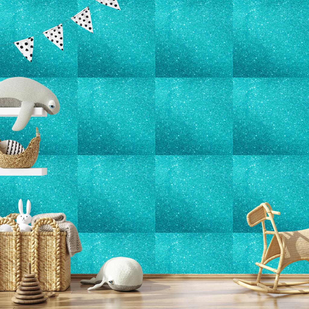 Turquoise glitter wallpaper, turquoise background for living room and bedroom 50x1000