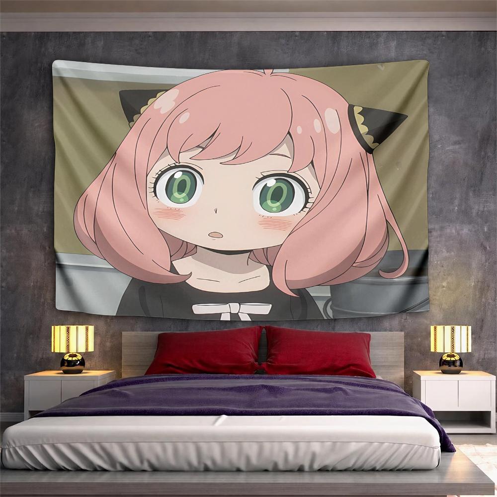 Horizontal Tapestry Anya Forger Spy X Family Pink Hair Portrait, Anime, Wide Decor for Adult Fan Collector Dorm Gift