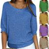Solid Color Knitting Sweater O-Neck 44989 Sleeve Loose Fit Pullover Tops Knitwear