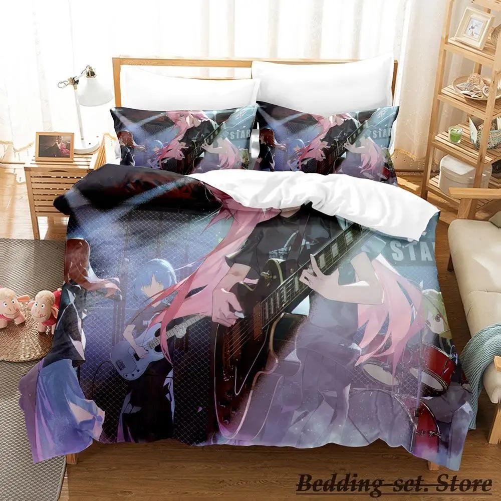 Gotou Hitori Bedding Set Single Twin Full Queen King Size Bed Set Adult Kid Bedroom Duvetcover Sets Anime parure de lit Bed