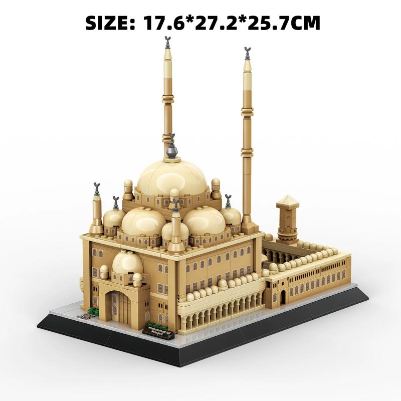 Non-Toxic 620Pcs Model Architecture Muhammad Ali Mosque Cairo Egypt Building Blocks Model Bricks Gift For Kids Small Bricks Collection