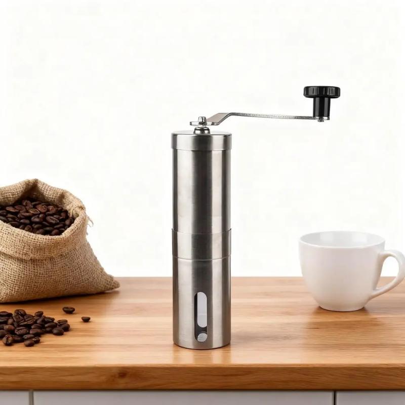 Manual Stainless Steel Coffee Grinder, Adjustable in Multiple Settings, with Handle, Small Portable Grinder, for Home Use