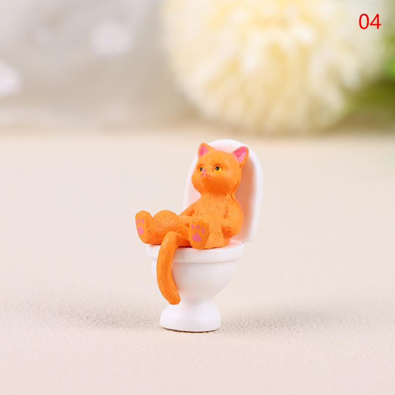 

1 шт., миниатюрная фигурка кошки из серии «Туалет», милая долговечная статуэтка кошки, красивая для украшения офиса, мини-кукольного домика