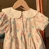 2026 Summer Korean Floral Print Doll Collar Dress for Toddlers and Young Girls - Short Sleeve Baby Dress