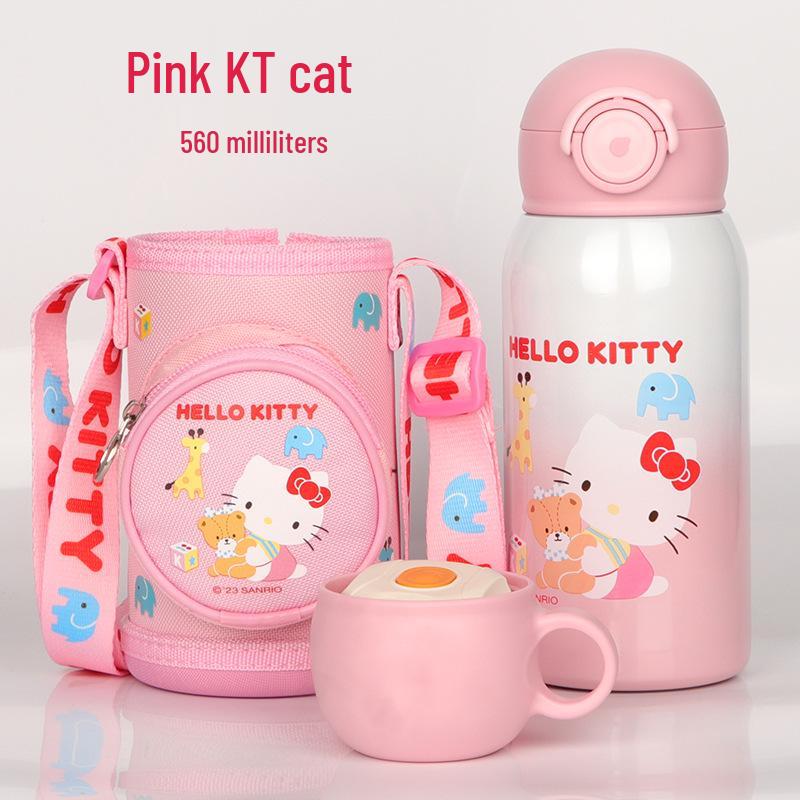 Ultraman Hello Kitty Kids  Stainless Steel Straw Water Bottle 560ML