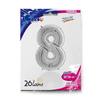 Balon Foliowy Cyfra 8, Srebrna, 66 Cm Grabo