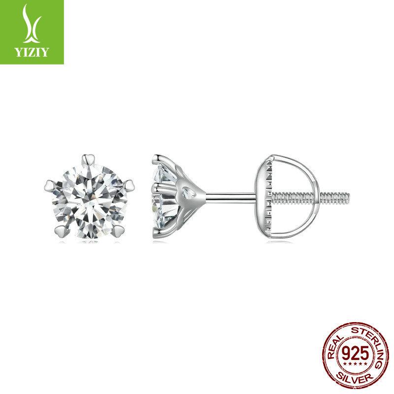 

Простые серьги-пусеты с бриллиантами Моцарелла в стиле легкой роскоши для женщин, классические на винтовом замке из стерлингового серебра 925 пробы 925 silver