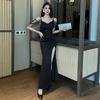 Elegant French High-End Summer Evening Gown - Sexy Long Light Luxury Dress A716