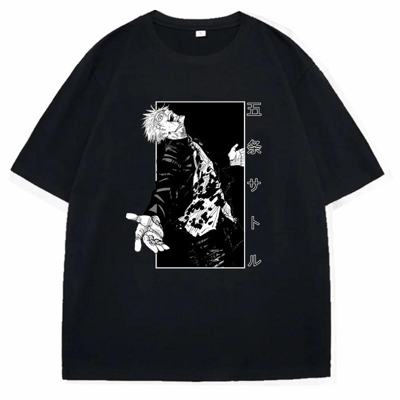 Anime Gojou Satoru Jujutsu Kaisen Print Tops Loose Short Sleeves Harajuku Man Clothes Summer Sport T Shirt Casual Tees