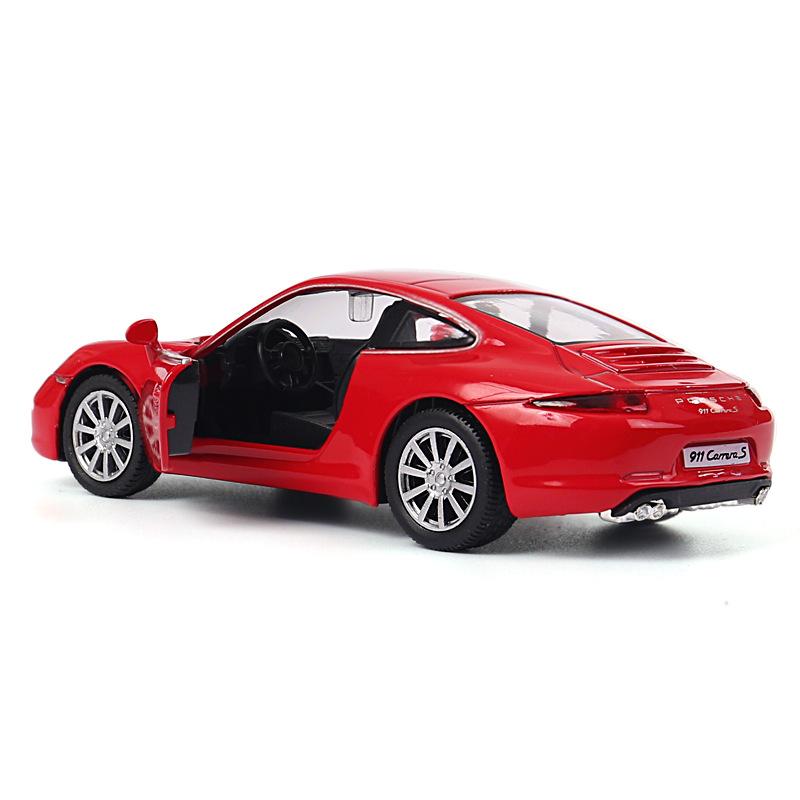 1/36 Porsche 911 Carrera S Спорткар Инерционная модель автомобиля Металлическая игрушечная машинка из сплава для подарков детям Коллекция F204 красный