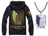 Attack On Titan Wings of Freedom Cosplay Costume (Large, Black and Gold Wings) - 3-Piece Set: Hoodie, Basement Key, and Necklace