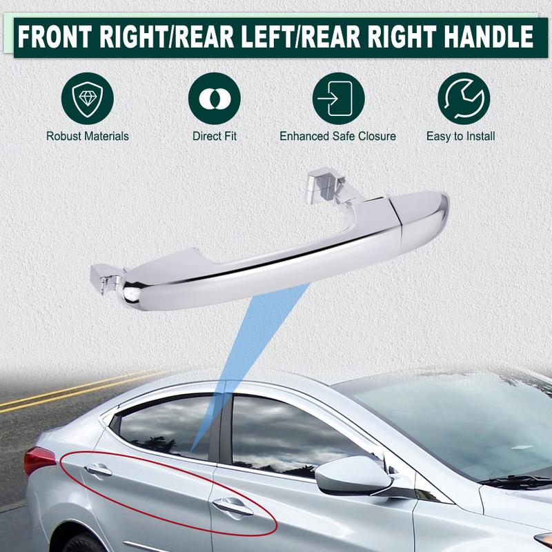 Chrome Car Exterior Outside Door Handle Front Rear Left Right for Hyundai Elantra 2007 2008 2009 2010 2011 2012 82651-2H010 LHD