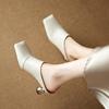 Fashion Women's Shoes New Spring/Summer Square Toe Genuine Leather Sheepskin Baotou High Heel Large Muller Half Slippers Heels Women