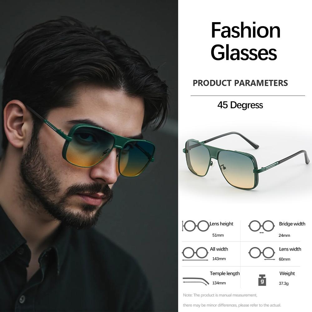 New In Sunglasses for Men Fashionable Large Frame Glasses with Metal Borders Retro and Trendy Items Glasses for Men