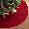 Knitted Christmas Tree Skirt, Cozy Cable Knit Design With Scalloped Edge And Ties, Rustic Farmhouses Holiday Décor For Christmas Tree Base