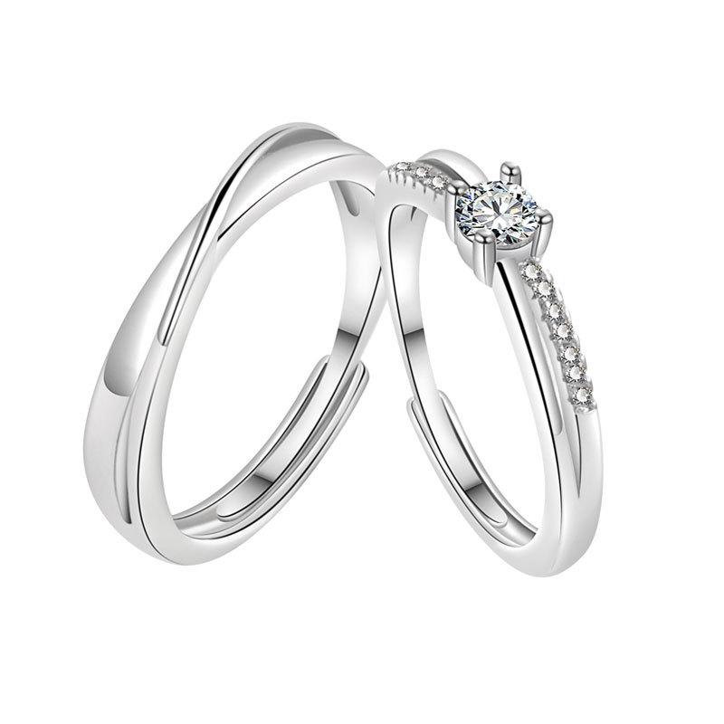 Mobius Strip Couple Rings Open Design With Zircon Fashionable Interwoven Men And Women Jewelry
