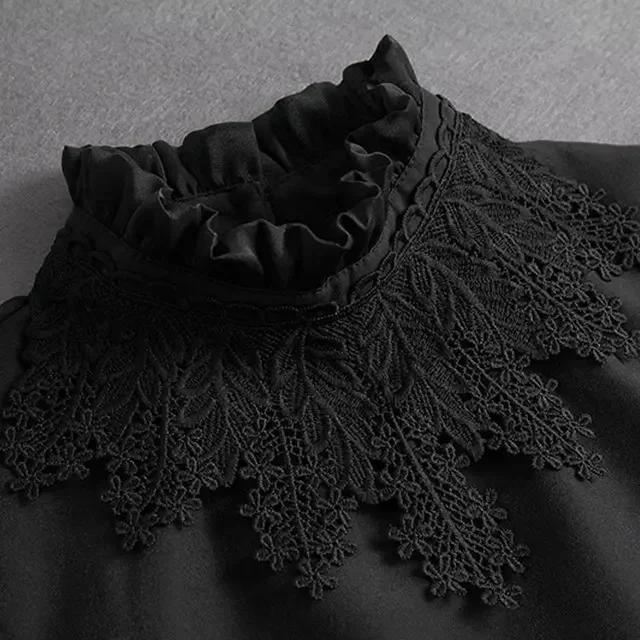 Fashion  Front Tie White Fake Collar for Women Stand Detachable Collar Fake Girls Vintage Lace Ladies False Blouse Collar