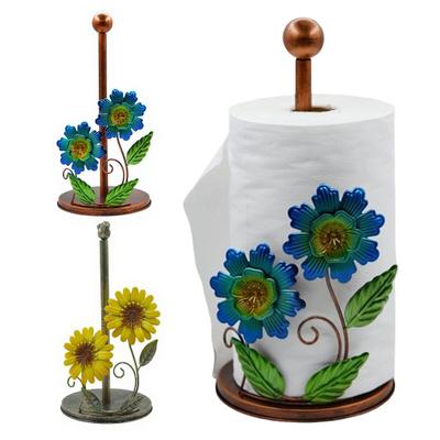 Kitchen Paper Towel Rack Vertical No-Drill Holder with Weighted Base Sunflower Design Dispenser for Kitchen Bathroom