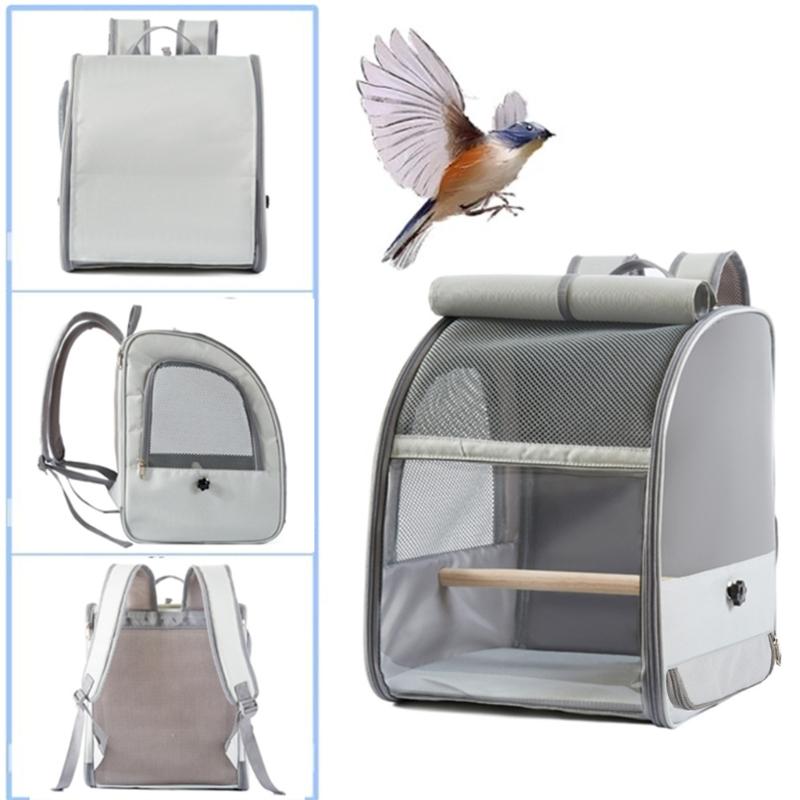 Light Weight Bird Travel Cage Backpacks With Ventilated Window And Side Pockets For Outdoor Activity