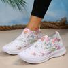 Fashion Fashion Mesh Printed Sock Sneakers Women Rhinestone Knitted Breathable Flats Shoes Woman Comfort Non-Slip Running Walking Shoes