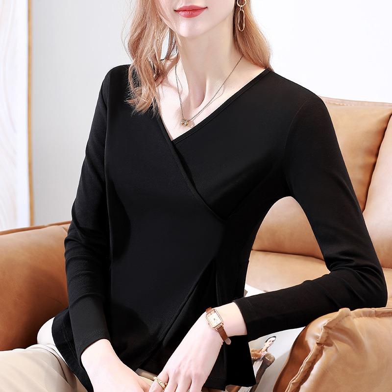 Bottom shirt women's new women's clothing temperament slim-fitting long-sleeved irregular design niche top