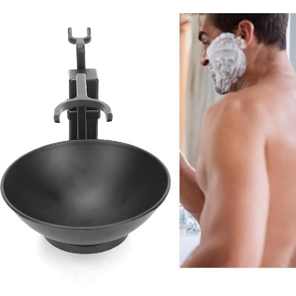 Shaving Brush Holder, Black Stainless Steel Shaving Brush Razor Stand with Soap Bowl Set Razor Holder Stand for Men boyfriend Husband Lover