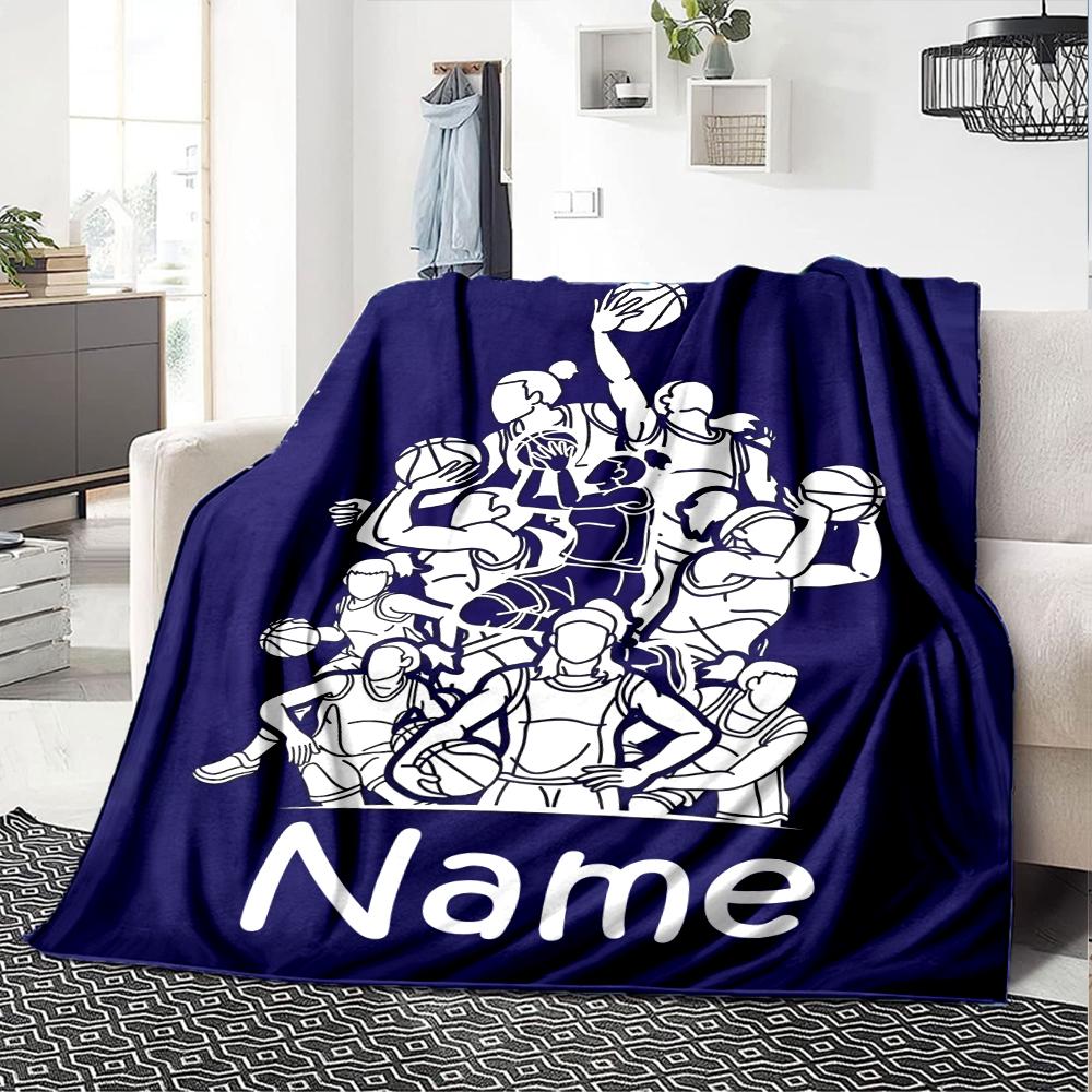 Custom Name Basketball Theme Printed Blanket - Perfect for Couch, Bed, Travel & Outdoor Use | Machine Washable, Cozy & Durable.