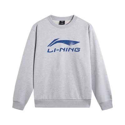 Li Ning Sweatshirts Men's Heather Gray Geologic Gray Mixed Color Crew Neck Moderate AWDVJ29-2