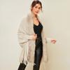 Batwing Long Sleeve Open Stitch Mid-Length Fit Shawl Loose Cardigan Fall Winter Artificial