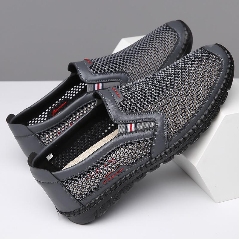 Ademende zomerschoenen voor heren met mesh - comfortabele sandalen met zachte zool voor vaders van middelbare leeftijd