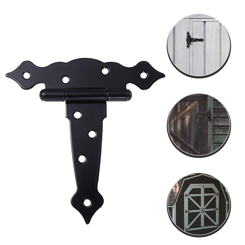 Black Iron Heavy Duty T Hinge Barn Door Hinges Shed Hinges For Fence Yard Gate Hardware Hinge Garden Door Furniture Hinges