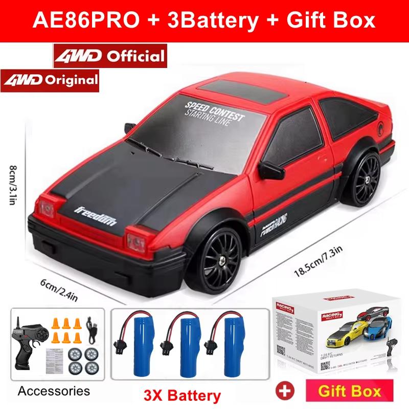 4WD Remote Control Drift Car 4X4 High Speed Racing RC Car with LED Lights RTR Radio Truck Vehicle Model Toy Gift for Kids Adults