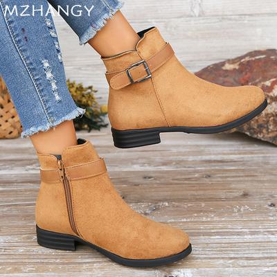 Fashion Winter Flats Women Snow Ankle Boots Suede Designer Retro Shoes Classic New Chelsea Boots 2024 Trend Winter Goth Botas De Mujer