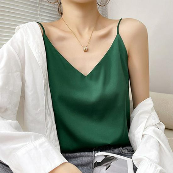 Dames Zomer Satijnen Zijden Camisole: Mouwloze Top, Basislaag van IJszijde, Veelzijdig Ondergoed of Bovenkleding